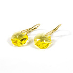 Gold plated 925 silver earrings with Swarovski Octagon 14mm Light Topaz crystals