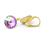 Earrings gilded 925 silver with Swarovski Rivoli 12mm Vitrail Light crystals