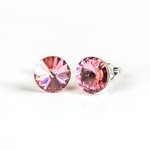 925 Silver Earrings with Swarovski Rivoli 6mm Light Rose Crystals