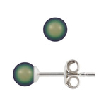Kolczyki srebrne 925 z perłami Swarovski 4mm Scarabaeus Green