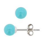 925 Silver Earrings with Swarovski 6mm Turquoise / Turquoise Pearls