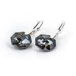 925 silver earrings with Swarovski Octagon 14mm Silver Night crystals