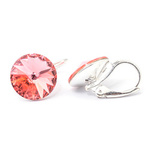 Silver 925 earrings with Swarovski Rivoli 12mm crystals Padparadscha