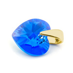 Sterling silver 925 gold plated pendant with Swarovski crystals Heart 10mm Sapphire AB