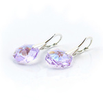 925 silver earrings with Swarovski Octagon 14mm Violet Blue AB crystals