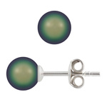 Kolczyki srebrne 925 z perłami Swarovski 8mm Scarabaeus Green