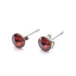 925 Silver Earrings with Swarovski Rivoli 6mm Red Magma Crystals