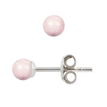 Kolczyki srebrne 925 z perłami Swarovski 3mm Rosaline / Rózowe Perły