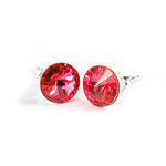 Silver 925 Earrings with Swarovski Rivoli 8mm Crystals Padparadscha