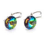 925 Silver Earrings with Swarovski Rivoli 8mm Vitrail Medium Crystals
