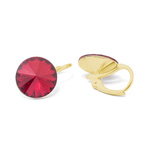 Gold plated 925 silver earrings with Swarovski Rivoli 12mm Siam crystals
