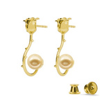 Silver 925 gold plated rose earrings with Swarovski pearls 8mm Light Gold