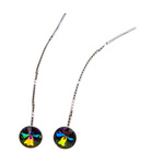 Silver Long Earrings with Swarovski Rivoli Crystals 8mm Vitrail Medium