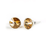 925 Silver Earrings with Swarovski Rivoli 8mm Light Colorado Topaz Crystals