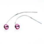 Silver 925 long earrings with kr. Swarovski Rivoli 6mm Rose