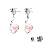 Silver Earrings 925 Rosaline roses with Swarovski pearls 8mm Rosaline