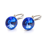 Silver 925 earrings with Swarovski Rivoli 8mm Sapphire crystals