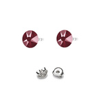 925 Silver Earrings with Swarovski Rose 4.5mm Dark Red Crystals