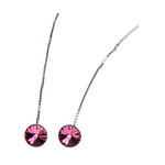 Silver Long Earrings with Swarovski Rivoli 8mm Rose Crystals