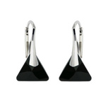 Silver 925 Swarovski Triangle 12mm Jet Earrings
