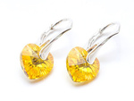 Silver 925 Earrings with Swarovski Crystals Hearts 10mm Light Topaz AB
