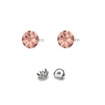 Silver 925 Earrings with Swarovski Rose 4.5mm Blush Crystals