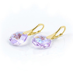 Gold plated 925 silver earrings with Swarovski Octagon 14mm Violet Blue AB crystals