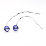 Silver 925 long earrings with kr. Swarovski Rivoli 6mm Tanzanite