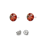Silver 925 Earrings with Swarovski Rose 4.5mm Hyacinth Shimmer Crystals
