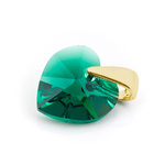 Sterling silver 925 gold plated pendant with Swarovski crystals Heart 10mm Emerald