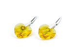Silver 925 Earrings with Swarovski Crystals Hearts 14mm Sunflower