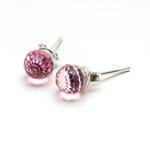 Silver Earrings 925 Swarovski Balls 6mm L. Rose
