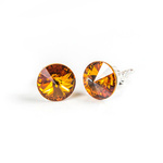925 Silver Earrings with Swarovski Rivoli 8mm Topaz Crystals