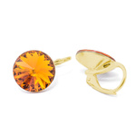 Earrings gilded 925 silver with Swarovski Rivoli 12mm Topaz crystals