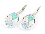 Silver 925 Earrings with Swarovski Crystals Almonds 22mm Crystal AB