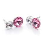 Srebrne Kolczyki 925 z kryształami Swarovski Rivoli 6/8mm Crystal + Light Rose