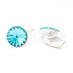 Silver 925 earrings with Swarovski Rivoli 12mm Light Turquoise crystals