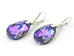 Silver 925 Earrings with Swarovski Crystals Almond 22mm Heliotrope