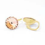 Gold plated 925 silver earrings with Swarovski Rivoli 12mm Light Peach crystals