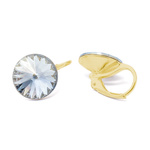 Earrings gilded 925 silver with Swarovski Rivoli 12mm Blue Shade crystals