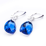 Silver 925 earrings with Swarovski crystals Almonds 22mm Capri Blue CAL