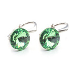 Silver 925 earrings with Swarovski Rivoli 8mm Peridot crystals