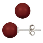Kolczyki srebrne 925 z perłami Swarovski 12mm Red Coral