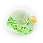Sterling silver 925 gold plated pendant with Swarovski crystals Heart 14mm Peridot