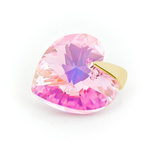 Sterling silver 925 gold plated pendant with Swarovski crystals Heart 14mm Light Rose AB