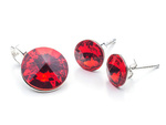925 silver set of earrings + pendant with Swarovski Rivoli 8/12mm Light Siam crystals