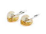 925 Silver Earrings with Swarovski Crystals Hearts 14mm Golden Shadow
