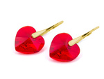 Gold plated 925 silver earrings with Swarovski crystals Hearts 14mm Light Siam