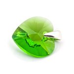925 silver pendant with Swarovski crystals Heart 14mm Fern Green