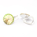 Silver 925 earrings with Swarovski Rivoli 12mm Luminous Green crystals